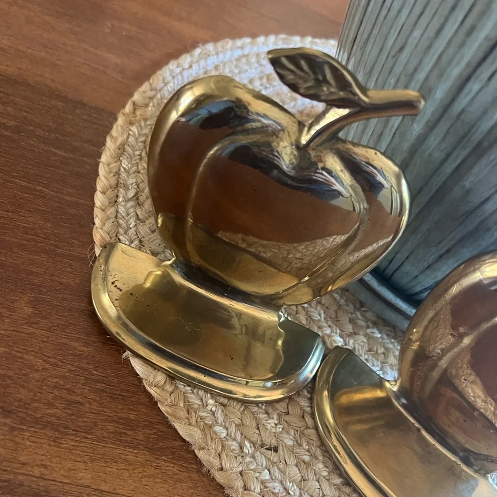 Brass Apple Bookends